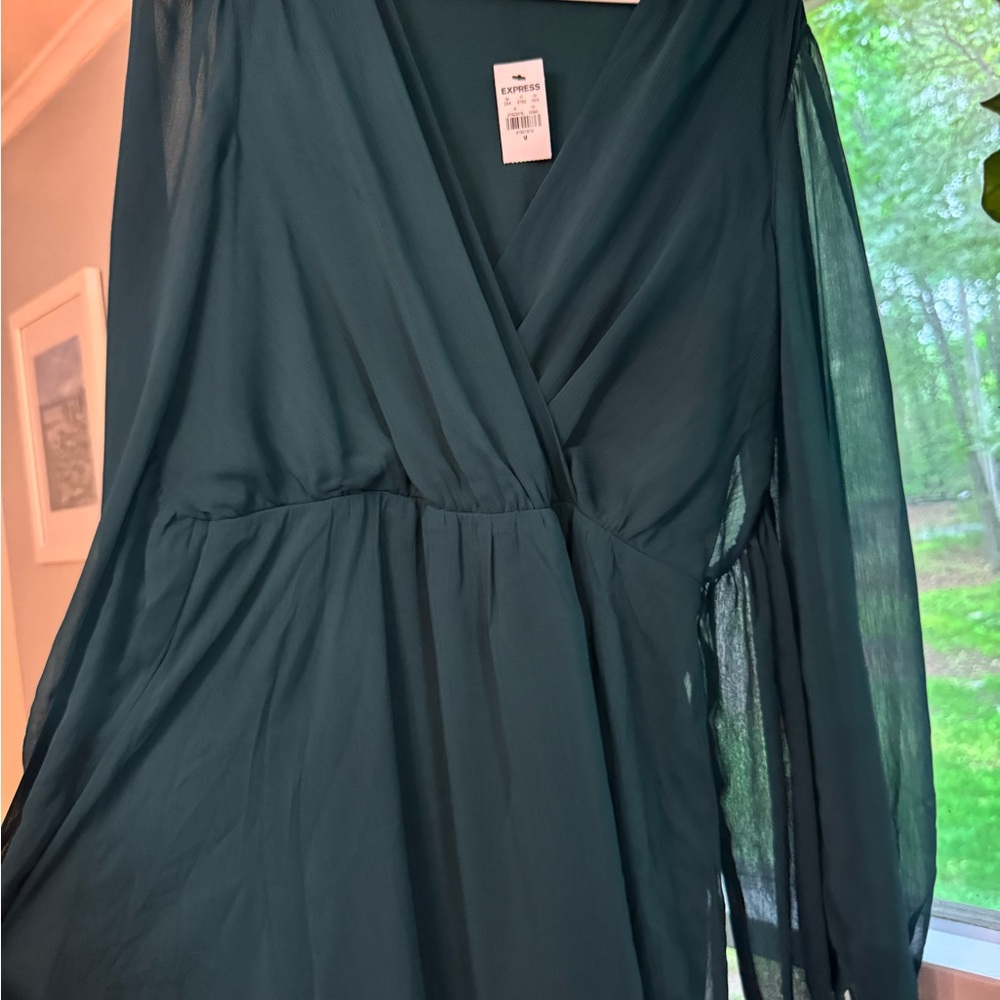 Express Elegant Teal Wrap Dress